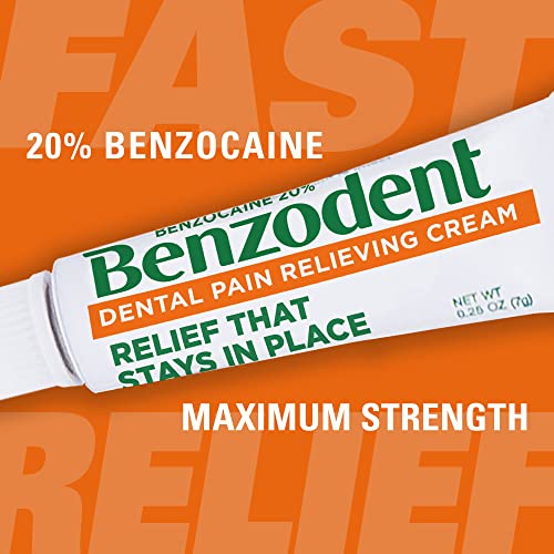 Benzodent Dental Pain Relieving Cream for Dentures and Braces, 0.25 Ounce Tube