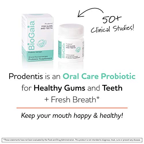 BioGaia Prodentis Mint Lozenges, A Dental Probiotic for Men and Women, Promotes Healthy Teeth and Gums, Fights Bad Breath, Alcohol Free, 30 Lozenges