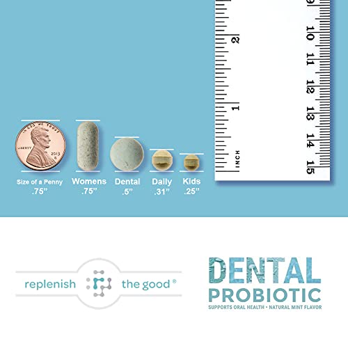 Replenish The Good Dental Probiotic Supplements w/ BLIS K12 & M18 | Boosts Oral Health | Fights Bad Breath (Halitosis), Tooth Decay, Strep Throat | 60 Sugar-Free Chewable Tablets (Mint Flavor)