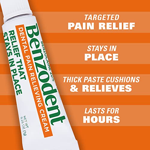 Benzodent Dental Pain Relieving Cream for Dentures and Braces, 0.25 Ounce Tube