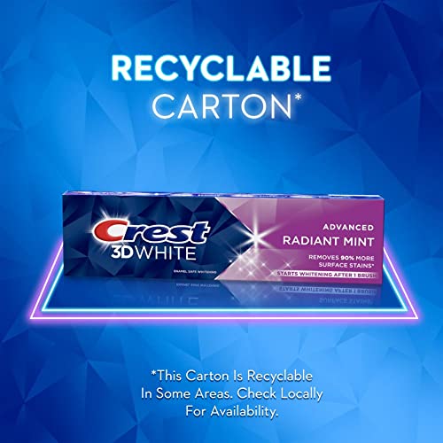 Crest 3D White Toothpaste Radiant Mint, 3.8 Ounce (Pack of 3)