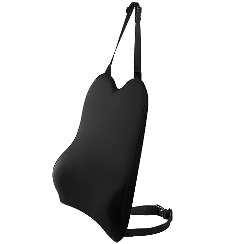 Lumbar Support Pillow for Car-Car Back Support-Memory Foam Car Lumbar Support for Driving Fatigue / Back Pain Relief - Dual Straps Better Fix The Car Cushion -Black