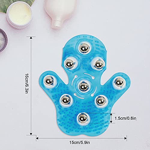 Boseen Hand Held Massager for Muscle Back Neck Joint Foot Shoulder Leg Pain Relief - Palm Shaped Massage Glove Full Body Massage Tool with Roller Ball Massager Essential Oils with Portable Design Blue