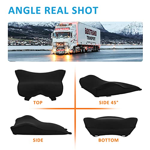 Lumbar Support Pillow for Car-Car Back Support-Memory Foam Car Lumbar Support for Driving Fatigue / Back Pain Relief - Dual Straps Better Fix The Car Cushion -Black