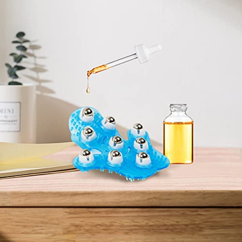 Boseen Hand Held Massager for Muscle Back Neck Joint Foot Shoulder Leg Pain Relief - Palm Shaped Massage Glove Full Body Massage Tool with Roller Ball Massager Essential Oils with Portable Design Blue