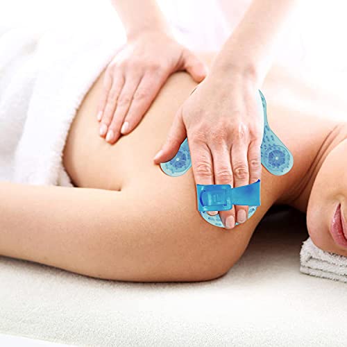 Boseen Hand Held Massager for Muscle Back Neck Joint Foot Shoulder Leg Pain Relief - Palm Shaped Massage Glove Full Body Massage Tool with Roller Ball Massager Essential Oils with Portable Design Blue