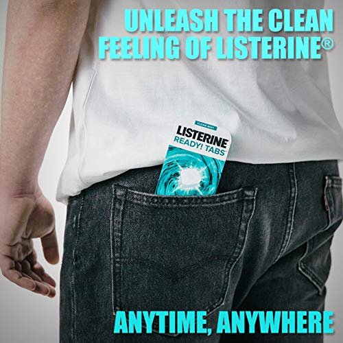 Listerine Ready! Tabs Chewable Tablets with Clean Mint Flavor, Revolutionary 4-Hour Fresh Breath Tablets to Help Fight Bad Breath On-the-Go, Sugar-Free & Alcohol-Free, 72 CT
