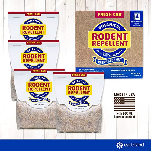 Fresh Cab Botanical Rodent Repellent - Environmentally Friendly, Keeps Mice Out, 4 Scent Pouches