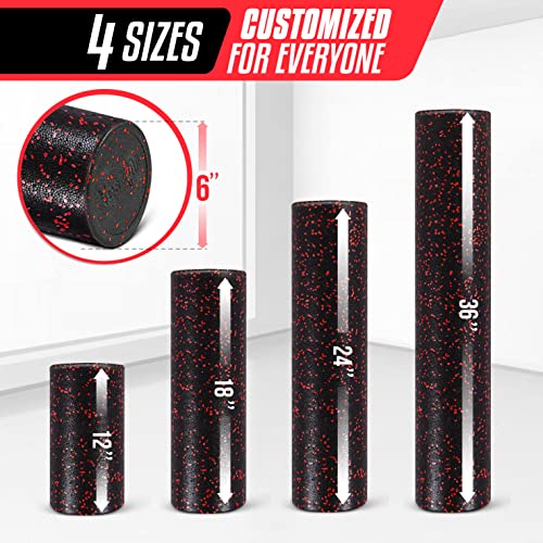 Yes4All 18" High Density EPP Round Foam/Back Rollers for Physical Therapy and Exercise (Red Speckled)
