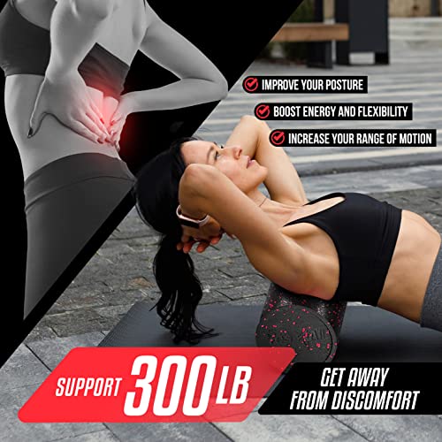 Yes4All 18" High Density EPP Round Foam/Back Rollers for Physical Therapy and Exercise (Red Speckled)