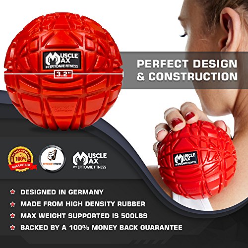 Muscle Max Massage Ball - Therapy Ball for Trigger Point Massage - Deep Tissue Massager for Myofascial Release - Mobility Ball for Exercise & Recovery