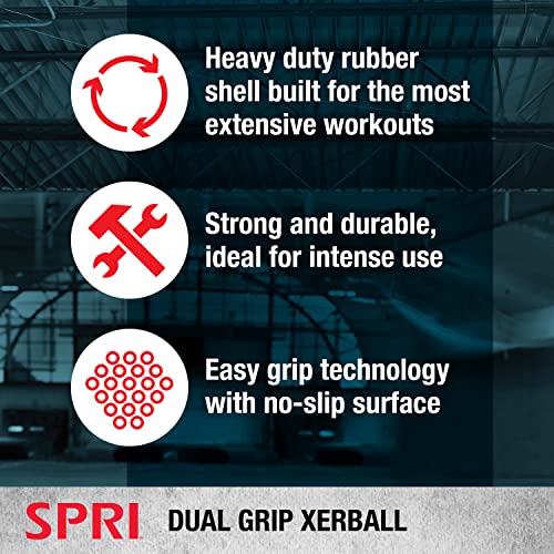 SPRI Xerball Medicine Ball with Handles - Weighted Ball for Exercise (6 lbs, 8, 10, 12, 14, 16, 18, 20 Pounds) - Med Ball for Abs, Core, Strength Training - 8 Pound