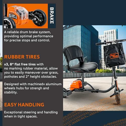 SuperHandy 3 Wheel Folding Mobility Scooter - Electric Powered, Lightest Available, Airline Friendly - Long Range Travel w/ 2 Detachable 48V Lithium-ion Batteries and Charger