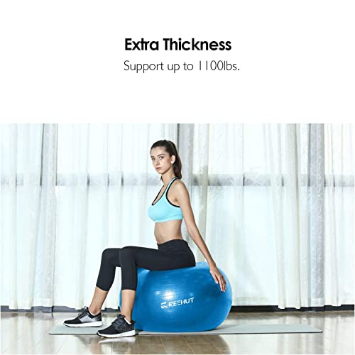 REEHUT Exercise Ball (55cm,65cm,75cm) for Fitness,Anti-Burst Yoga Ball Office Chair,Balance Ball,Extra Thick Stability Ball for Home, Gym,Physical Therapy, Pregnancy Quick Pump Included