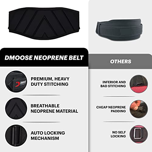 DMoose lifting belts 6 Inch Auto-Lock Breathable Weight Lifting Back Support, Workout Back Support for Lifting, Fitness, Cross Training and Powerlifting - Black Medium