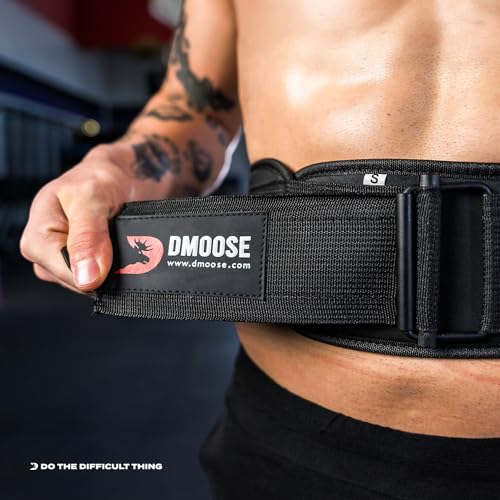 DMoose lifting belts 6 Inch Auto-Lock Breathable Weight Lifting Back Support, Workout Back Support for Lifting, Fitness, Cross Training and Powerlifting - Black Medium