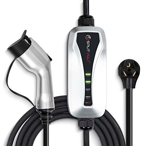 Splitvolt 24A NEMA 10-30 EV Charger with 26 ft Cord, Level 2 240V, Fastest NEC-Safe 30 Amp Circuit Charging, J1772 Plug, Includes EVSE Cable Travel Bag