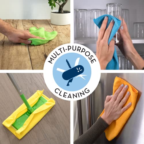 S&T INC. Microfiber Cleaning Cloths, Reusable and Lint-Free Towels for Home, Kitchen and Auto, 11.5 Inch x 11.5 Inch, 50 Pack, Assorted