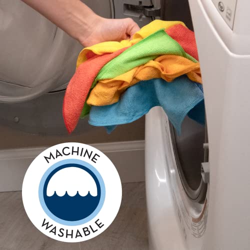 S&T INC. Microfiber Cleaning Cloths, Reusable and Lint-Free Towels for Home, Kitchen and Auto, 11.5 Inch x 11.5 Inch, 50 Pack, Assorted