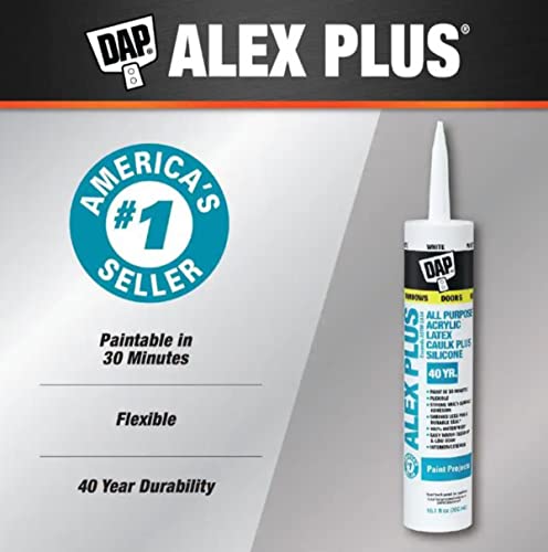 DAP INC 18152/11440 10.1oz White Alex Plus Acrylic Latex Caulk with Silicone, 2 Pack