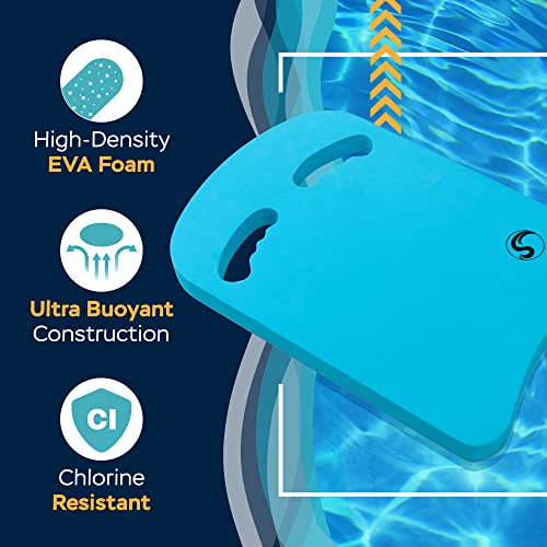 Sunlite Sports Swimming Kickboard with Ergonomic Grip Handles, One Size Fits All, for Children and Adults, Pool Training Swimming Aid, for Beginner and Advanced Swimmers,Adult Ergo Blue