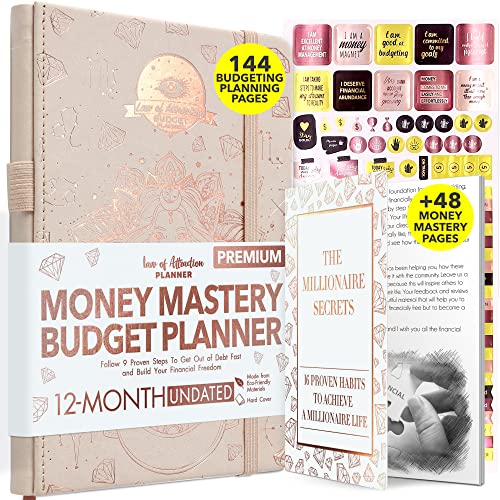 Undated Monthly Budget Planner and Monthly Bill Organizer - A 12 Month Journey to Financial Freedom, Monthly Budget Book Planner, Law of Attraction Planner