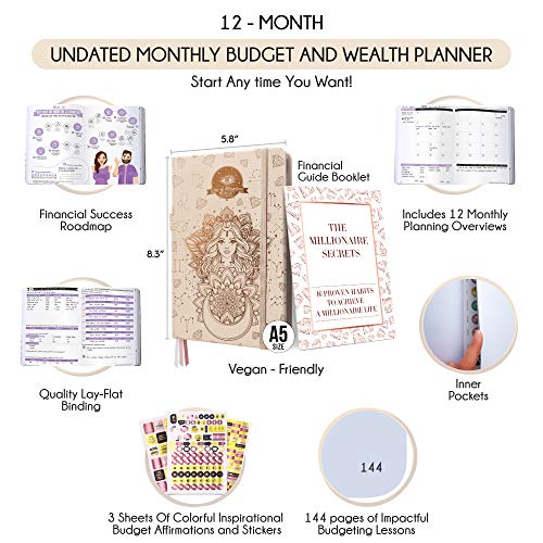 Undated Monthly Budget Planner and Monthly Bill Organizer - A 12 Month Journey to Financial Freedom, Monthly Budget Book Planner, Law of Attraction Planner