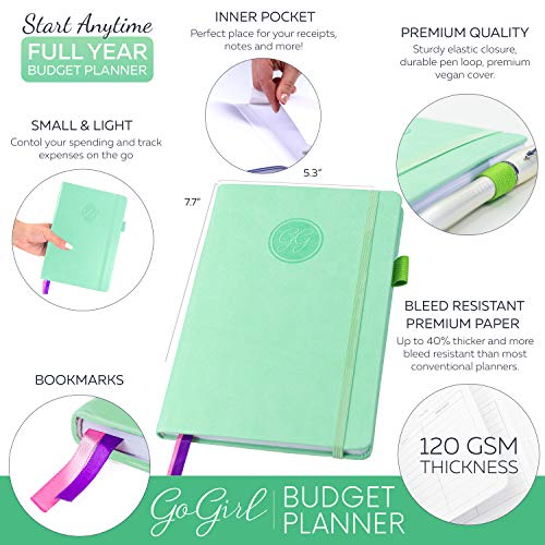 Gogirl Budget Planner and Monthly Bill Organizer â Financial Planner Organizer Budget Book. Bill Book to Control Your Money. Undated â Start Any Time, 5.3" x 7.7", Lasts 1 Year â Mint Green