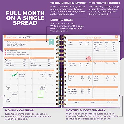 Clever Fox Budget Planner â Coiled Budget Book with Colorful Spacious Pages, Monthly Financial Planner, Budgeting Organizer & Expense Tracker Notebook, Finance Journal, 8x9.5 Hardcover â Purple