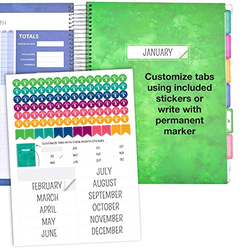 Budget Planner & Monthly Bill Organizer with 12 Envelopes and Pockets. Expense Tracker Notebook and Financial Planner Budget Book to Control Your Money. Large Size (8.5" x 11" - Grey Marble)