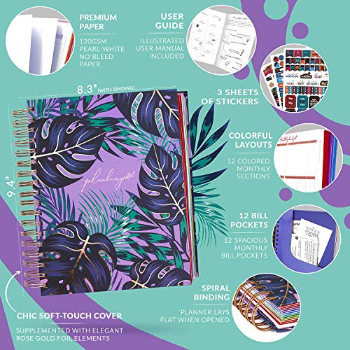 PLANBERRY Large Budget Planner & Monthly Bill Organizer with Pockets Premium â Home Finance Organizer â Budgeting Book with Payment, Income & Expense Tracker â 8.3â³ x 9.4â³ Hardcover(Wild Purple)