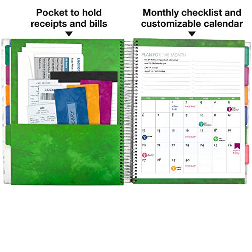 Budget Planner & Monthly Bill Organizer with 12 Envelopes and Pockets. Expense Tracker Notebook and Financial Planner Budget Book to Control Your Money. Large Size (8.5" x 11" - Grey Marble)