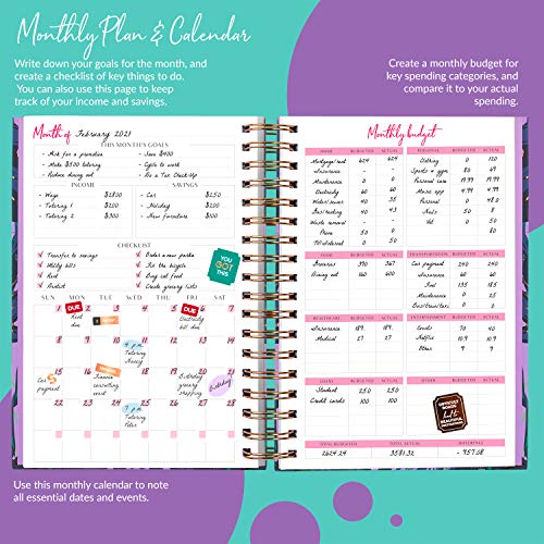 PLANBERRY Large Budget Planner & Monthly Bill Organizer with Pockets Premium â Home Finance Organizer â Budgeting Book with Payment, Income & Expense Tracker â 8.3â³ x 9.4â³ Hardcover(Wild Purple)