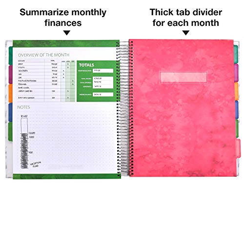 Budget Planner & Monthly Bill Organizer with 12 Envelopes and Pockets. Expense Tracker Notebook and Financial Planner Budget Book to Control Your Money. Large Size (8.5" x 11" - Grey Marble)