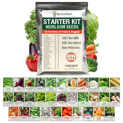 (32) Variety Pack Survival Gear Food Seeds | 15,000 Non GMO Heirloom Seeds for Planting Vegetables and Fruits. Survival Food for Your Survival kit, Gardening Gifts & Emergency Supplies | Garden vegetable seeds. by Open Seed Vault