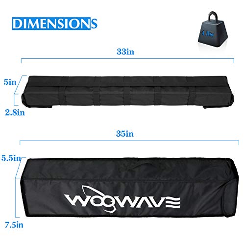 WOOWAVE Kayak Roof Rack Pads Universal Car Roof Rack Soft Premium Surf Crossbars Cross Bars for Surfboard SUP Paddleboard with 2 Waterproof Tie Down Straps and Portable Storage Bag, 33in Long (Pair)