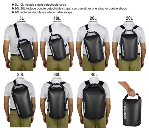 MARCHWAY Floating Waterproof Dry Bag 5L/10L/20L/30L/40L, Roll Top Sack Keeps Gear Dry for Kayaking, Rafting, Boating, Swimming, Camping, Hiking, Beach, Fishing (Black, 5L)