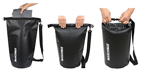 MARCHWAY Floating Waterproof Dry Bag 5L/10L/20L/30L/40L, Roll Top Sack Keeps Gear Dry for Kayaking, Rafting, Boating, Swimming, Camping, Hiking, Beach, Fishing (Black, 5L)