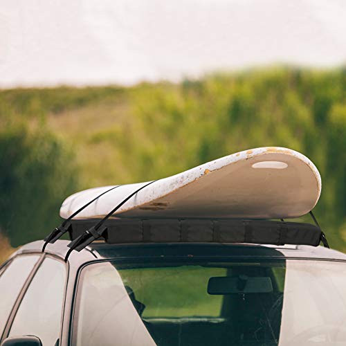 WOOWAVE Kayak Roof Rack Pads Universal Car Roof Rack Soft Premium Surf Crossbars Cross Bars for Surfboard SUP Paddleboard with 2 Waterproof Tie Down Straps and Portable Storage Bag, 33in Long (Pair)