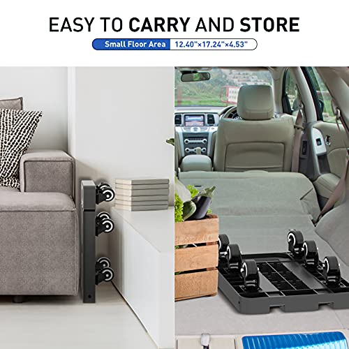 SPACEKEEPER Folding Hand Truck, 500 LB Heavy Duty Luggage Cart, Utility Dolly Platform Cart with 6 Wheels & 2 Elastic Ropes for Luggage, Travel, Moving, Shopping, Office Use, Black