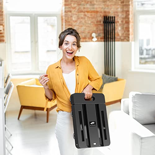 SPACEKEEPER Folding Hand Truck, 500 LB Heavy Duty Luggage Cart, Utility Dolly Platform Cart with 6 Wheels & 2 Elastic Ropes for Luggage, Travel, Moving, Shopping, Office Use, Black