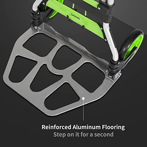 Leeyoung Folding Hand Truck and Dolly,309 lb Capacity Aluminum Portable Cart with Telescoping Handle and PP+EVA Wheels