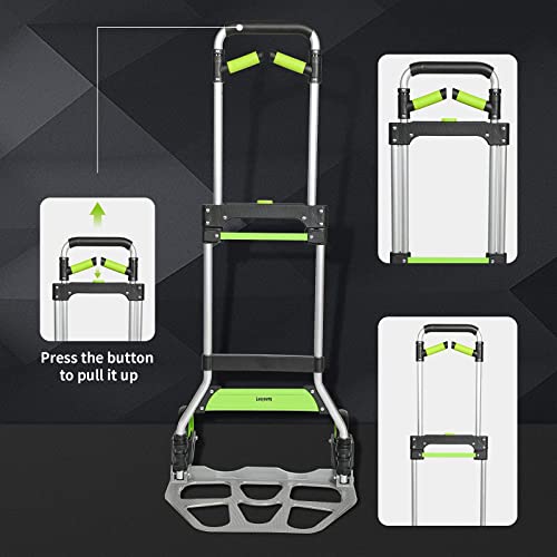 Leeyoung Folding Hand Truck and Dolly,309 lb Capacity Aluminum Portable Cart with Telescoping Handle and PP+EVA Wheels