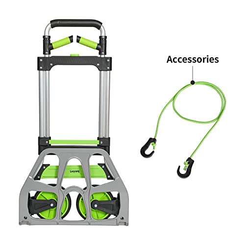 Leeyoung Folding Hand Truck and Dolly,309 lb Capacity Aluminum Portable Cart with Telescoping Handle and PP+EVA Wheels