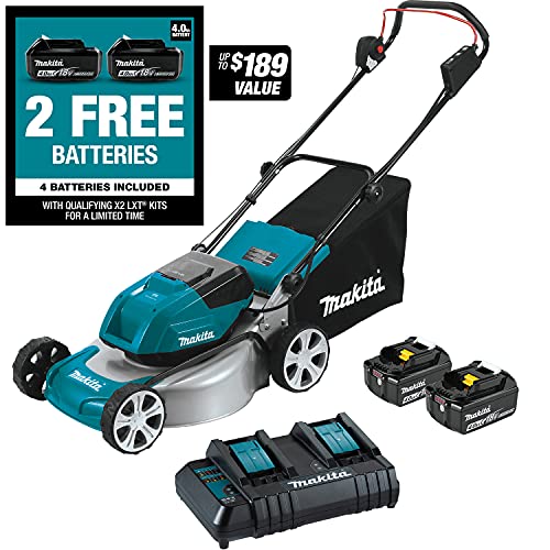 Makita XML03CM1 36V (18V X2) LXTÂ® Brushless 18" Lawn Mower Kit with 4 Batteries