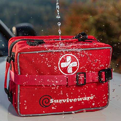 Surviveware Comprehensive Premium First Aid Kit Emergency Medical Kit for Trucks, Cars, Camping, Office and Sports and Outdoor Emergencies - Large 200 Piece Set