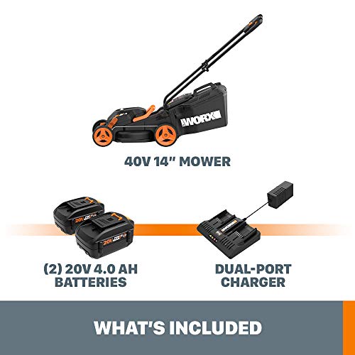 Worx WG779 40V Power Share 4.0Ah 14" Cordless Lawn Mower (Batteries & Charger Included)