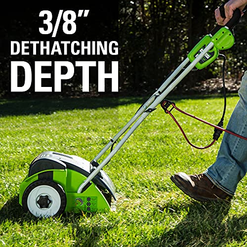 Greenworks 10 Amp 14â Corded Electric Dethatcher (Stainless Steel Tines)