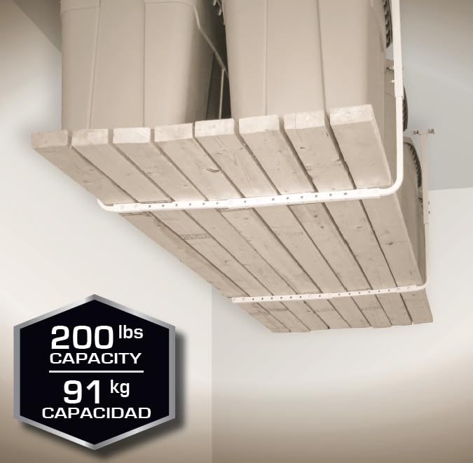 HyLoft 80842-10 33 in. x 34 in. Adjustable Garage Ceiling Mount Storage Rack Kit, Garage Overhead Storage Bracket, White