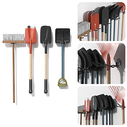 TORACK Garage Hooks Tool Organizer, 4 Pack Heavy Duty Steel 12" Wave Hooks, Wall Mount Garage Storage Utility Hooks for Car Tires, Ladder, Chairs, Power Tools, Garden Tools